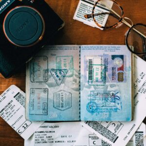 Documents and passport for a dummy ticket